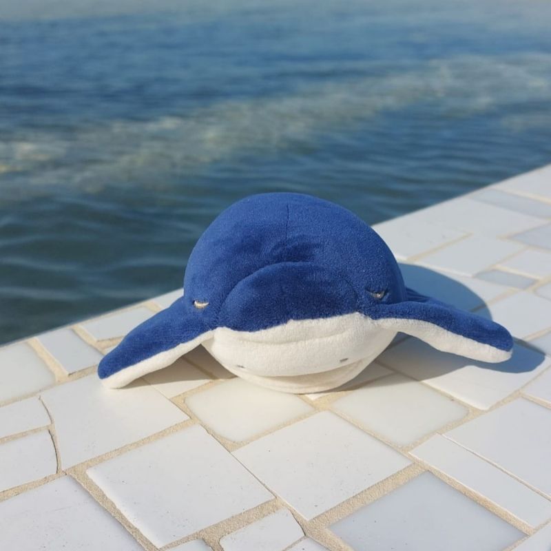 Image d'ambiance de présentation du produit Porte-clé peluche Nemu Nemu Eita la Raie Manta (18 cm) - Trousselier